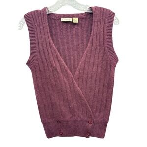 Vintage Cassidy Angora Silk Wrap Sweater Vest Plum Soft Girl Cozy 90s Preppy S